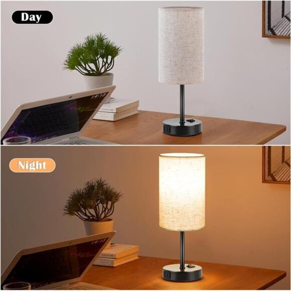 ZJOJO Table Lamp for Bedroom Set of 2, Bedside Small Lamps with 3 Way Dimmable - Picture 12 of 14